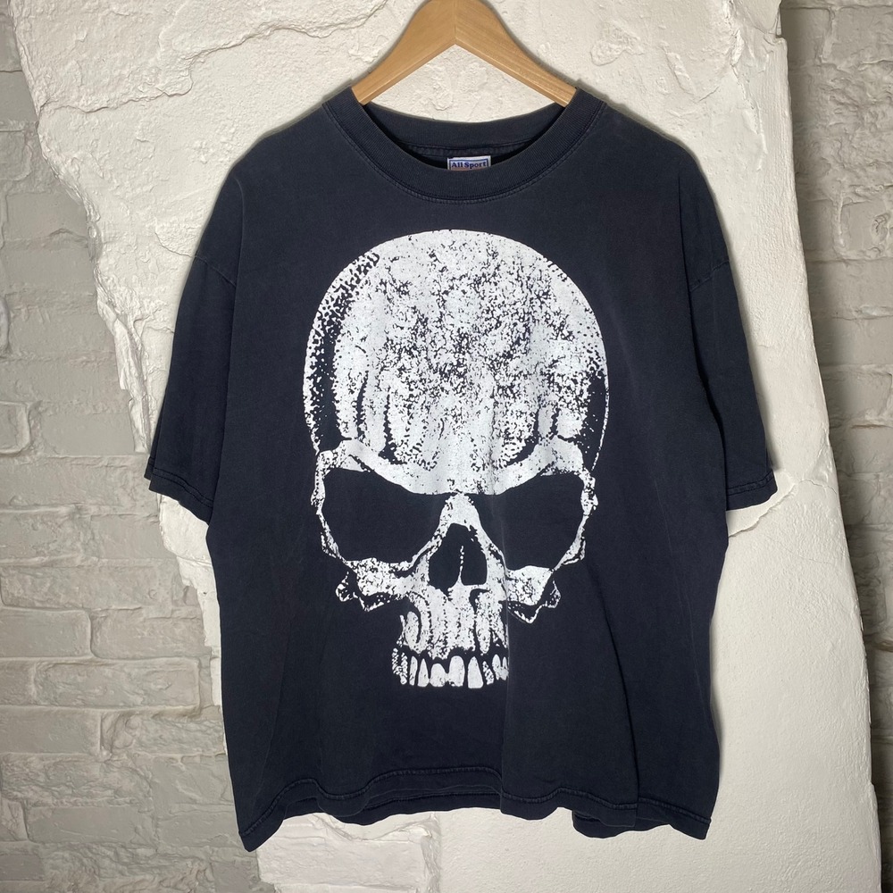 2007 Fashion Victim Skull Big Face T-Shirt All Sport Black Medium